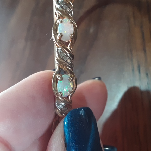 Opal and White Sapphires Bracelet .925 - Picture 7 of 9